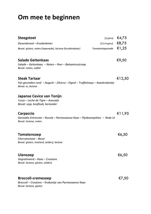 Menukaart pagina 1